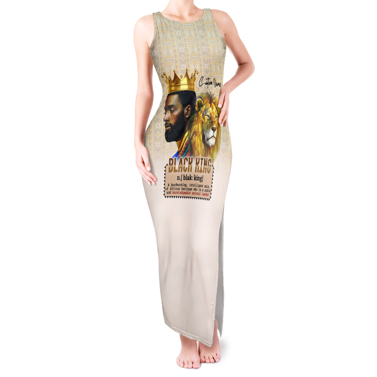 Lion Black King Tank Maxi Dress African Heritage - Wonder Print Shop