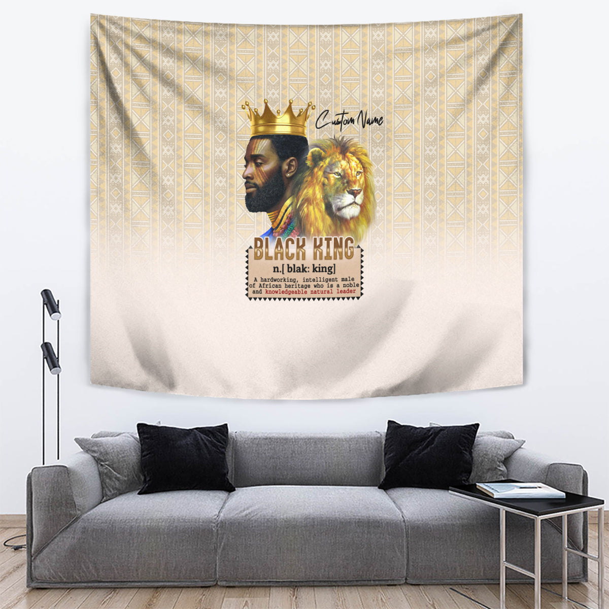 Lion Black King Tapestry African Heritage - Wonder Print Shop