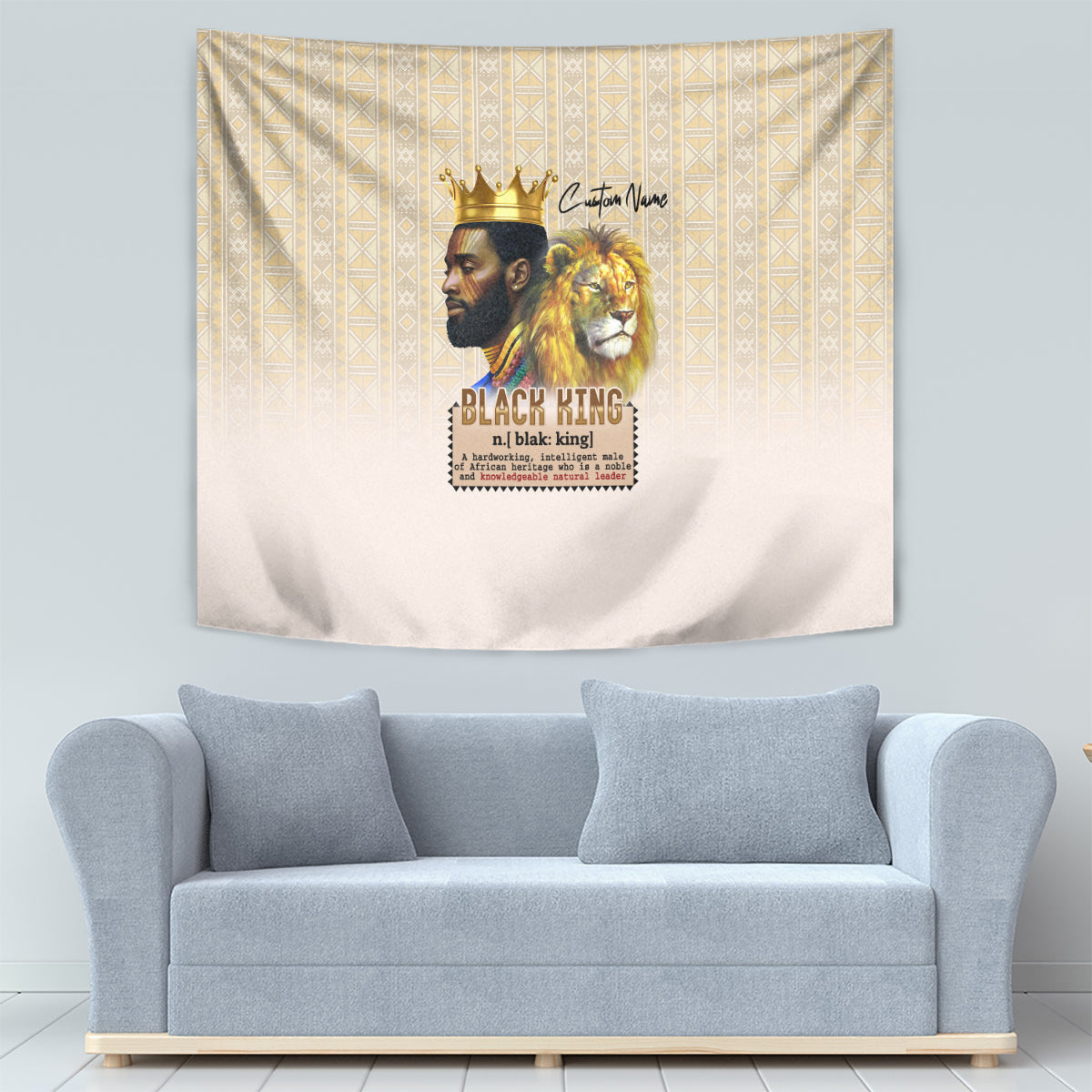 Lion Black King Tapestry African Heritage - Wonder Print Shop