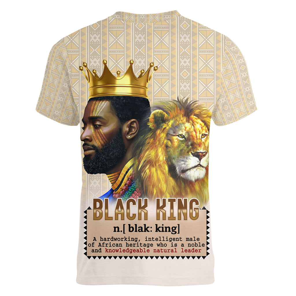 Lion Black King Women V Neck T Shirt African Heritage - Wonder Print Shop