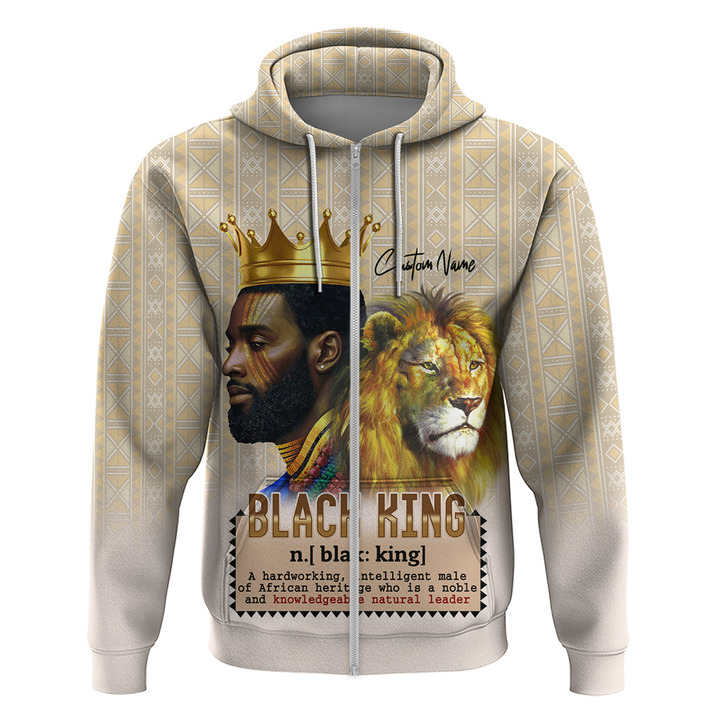 Lion Black King Zip Hoodie African Heritage