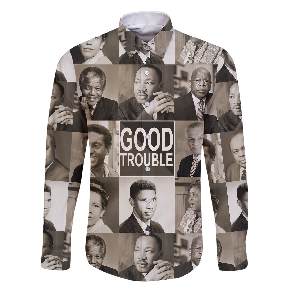 Good Trouble Family Matching Off Shoulder Long Sleeve Dress and Hawaiian Shirt Civil Rights Leaders - Wonder Print Shop