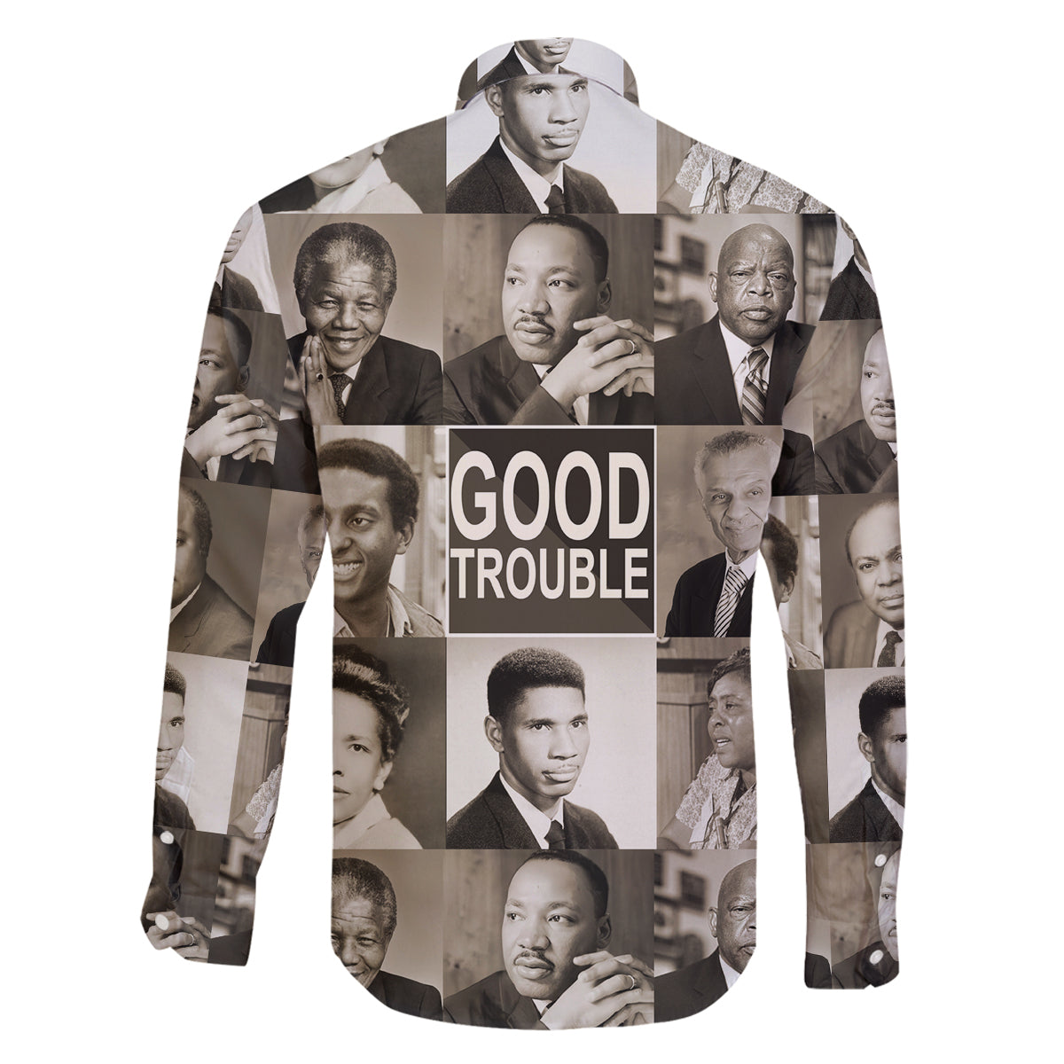 Good Trouble Family Matching Off Shoulder Long Sleeve Dress and Hawaiian Shirt Civil Rights Leaders - Wonder Print Shop