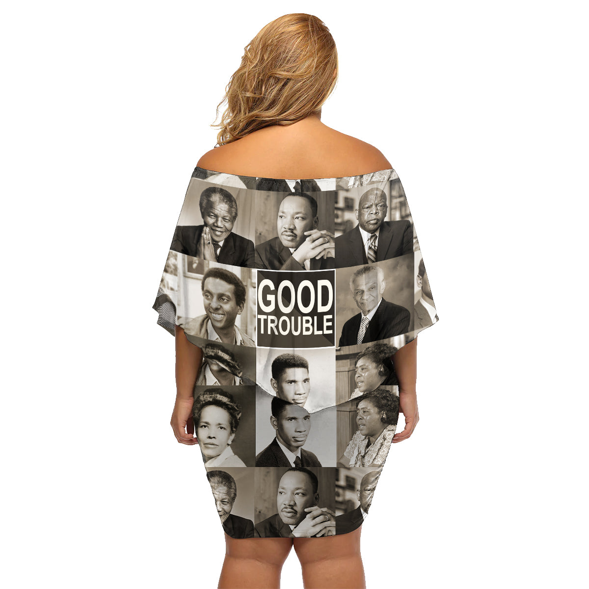 Good Trouble Family Matching Off Shoulder Short Dress and Hawaiian Shirt Civil Rights Leaders - Wonder Print Shop