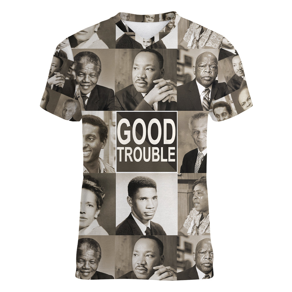 Good Trouble Women V Neck T Shirt Civil Rights Leaders - Wonder Print Shop