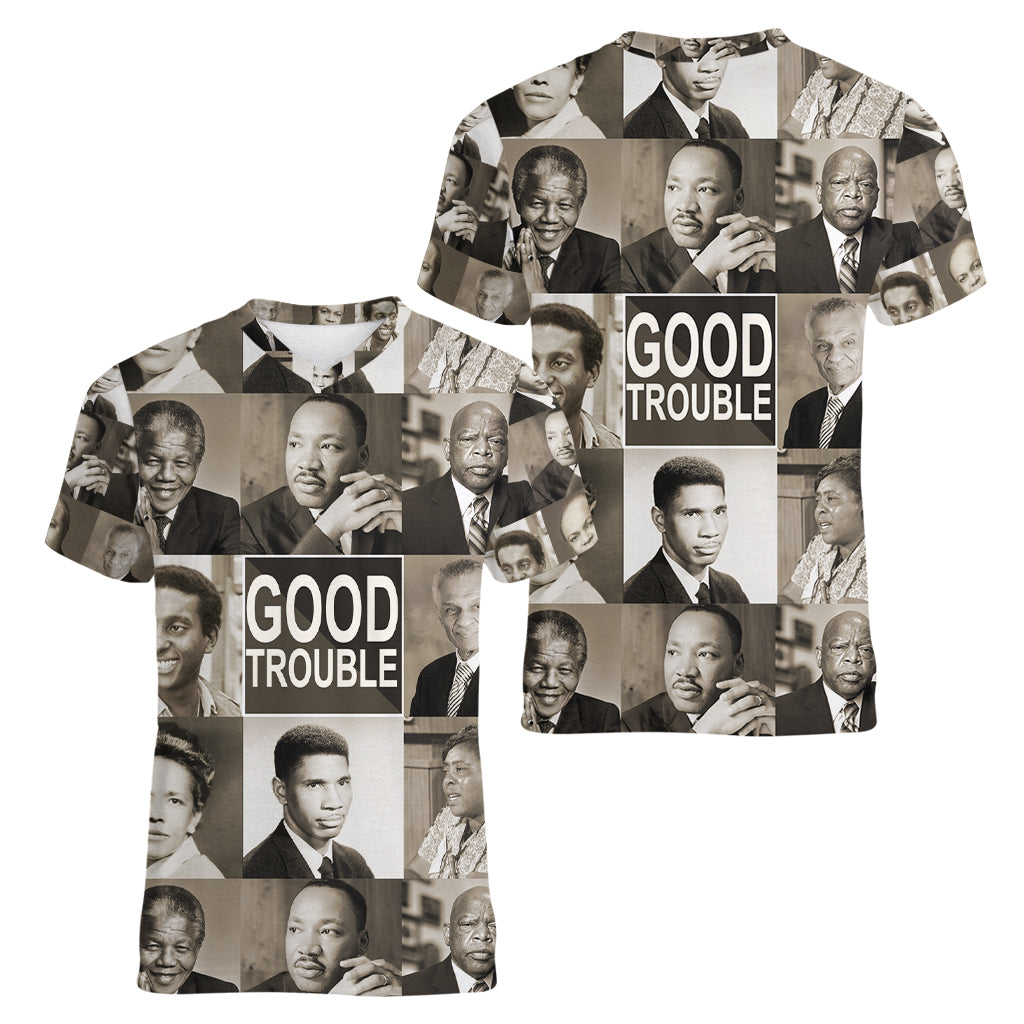 Good Trouble Women V Neck T Shirt Civil Rights Leaders - Wonder Print Shop