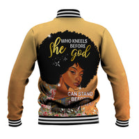 Personalized African Black Women Baseball Jacket She Who Kneels Before God - Wonder Print Shop