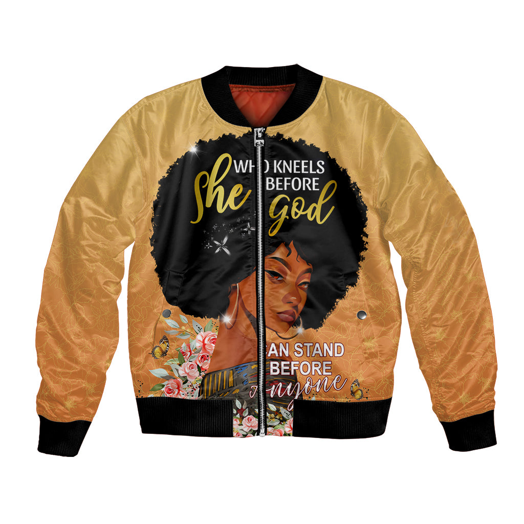 Personalized African Black Women Bomber Jacket She Who Kneels Before God - Wonder Print Shop