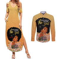 Personalized African Black Women Couples Matching Summer Maxi Dress and Long Sleeve Button Shirt She Who Kneels Before God - Wonder Print Shop