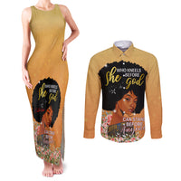 Personalized African Black Women Couples Matching Tank Maxi Dress and Long Sleeve Button Shirt She Who Kneels Before God - Wonder Print Shop