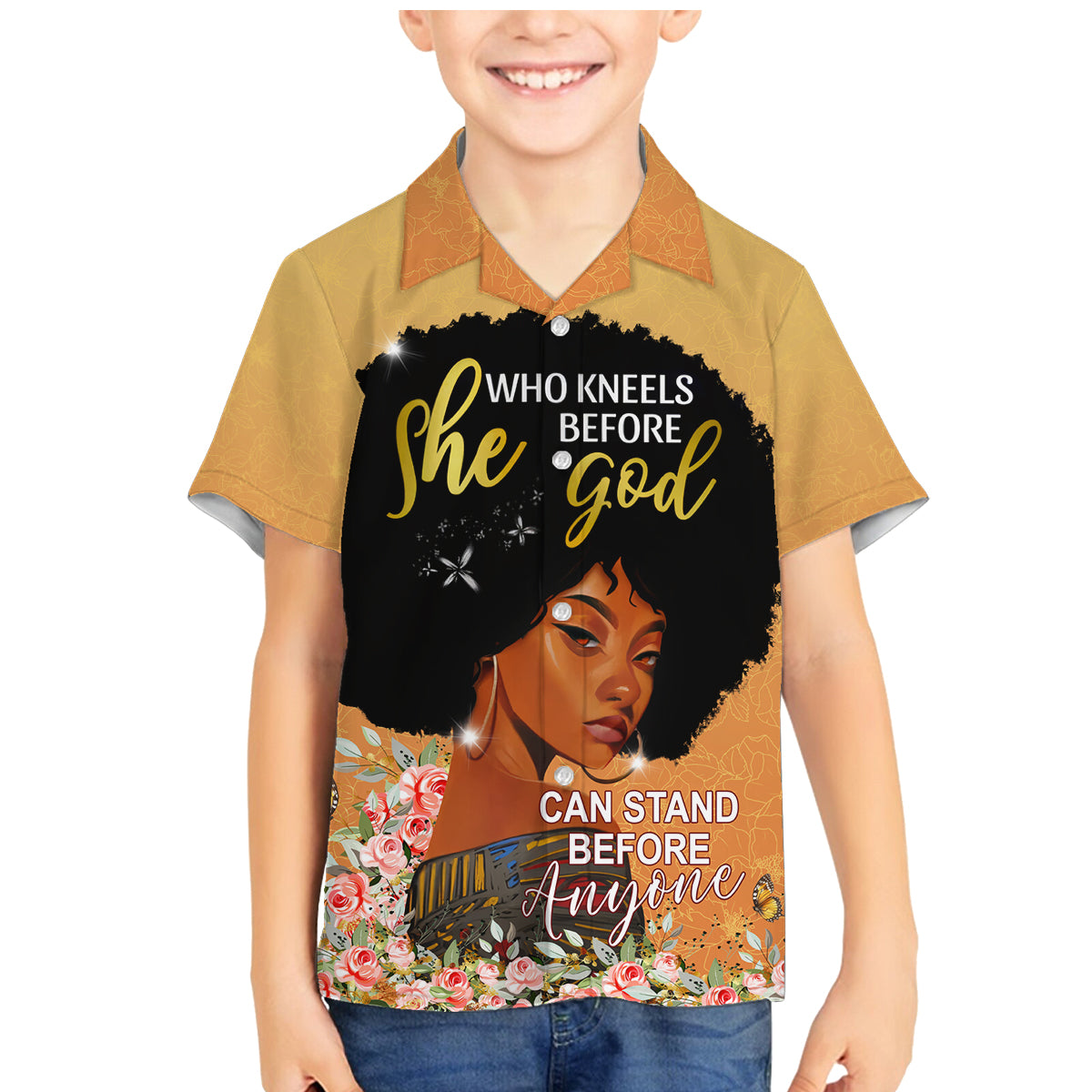 Personalized African Black Women Family Matching Mermaid Dress and Hawaiian Shirt She Who Kneels Before God - Wonder Print Shop