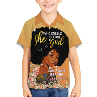 Personalized African Black Women Family Matching Off Shoulder Long Sleeve Dress and Hawaiian Shirt She Who Kneels Before God - Wonder Print Shop