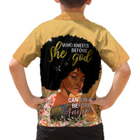 Personalized African Black Women Family Matching Off Shoulder Maxi Dress and Hawaiian Shirt She Who Kneels Before God - Wonder Print Shop