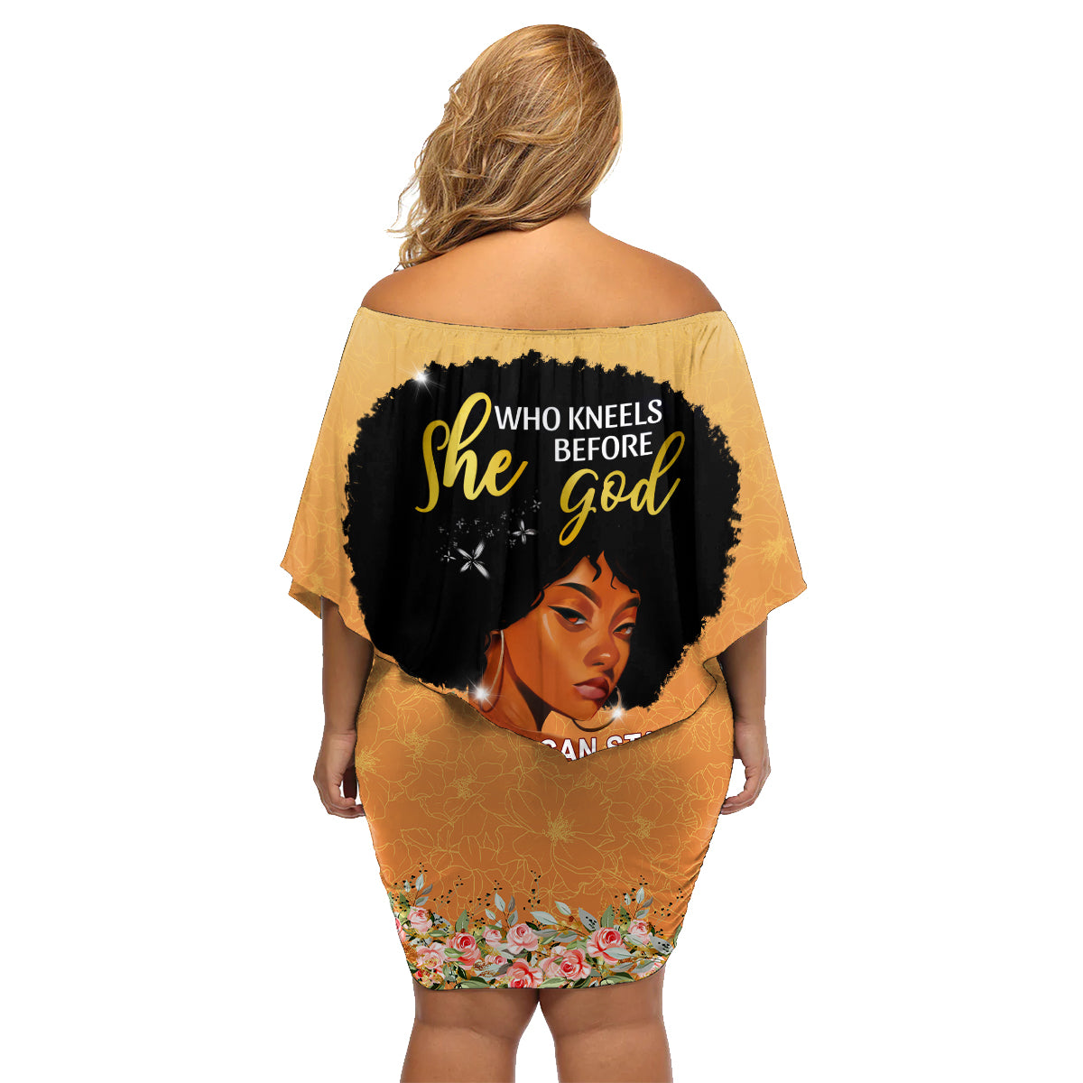 Personalized African Black Women Family Matching Off Shoulder Short Dress and Hawaiian Shirt She Who Kneels Before God - Wonder Print Shop