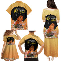 Personalized African Black Women Family Matching Puletasi and Hawaiian Shirt She Who Kneels Before God - Wonder Print Shop