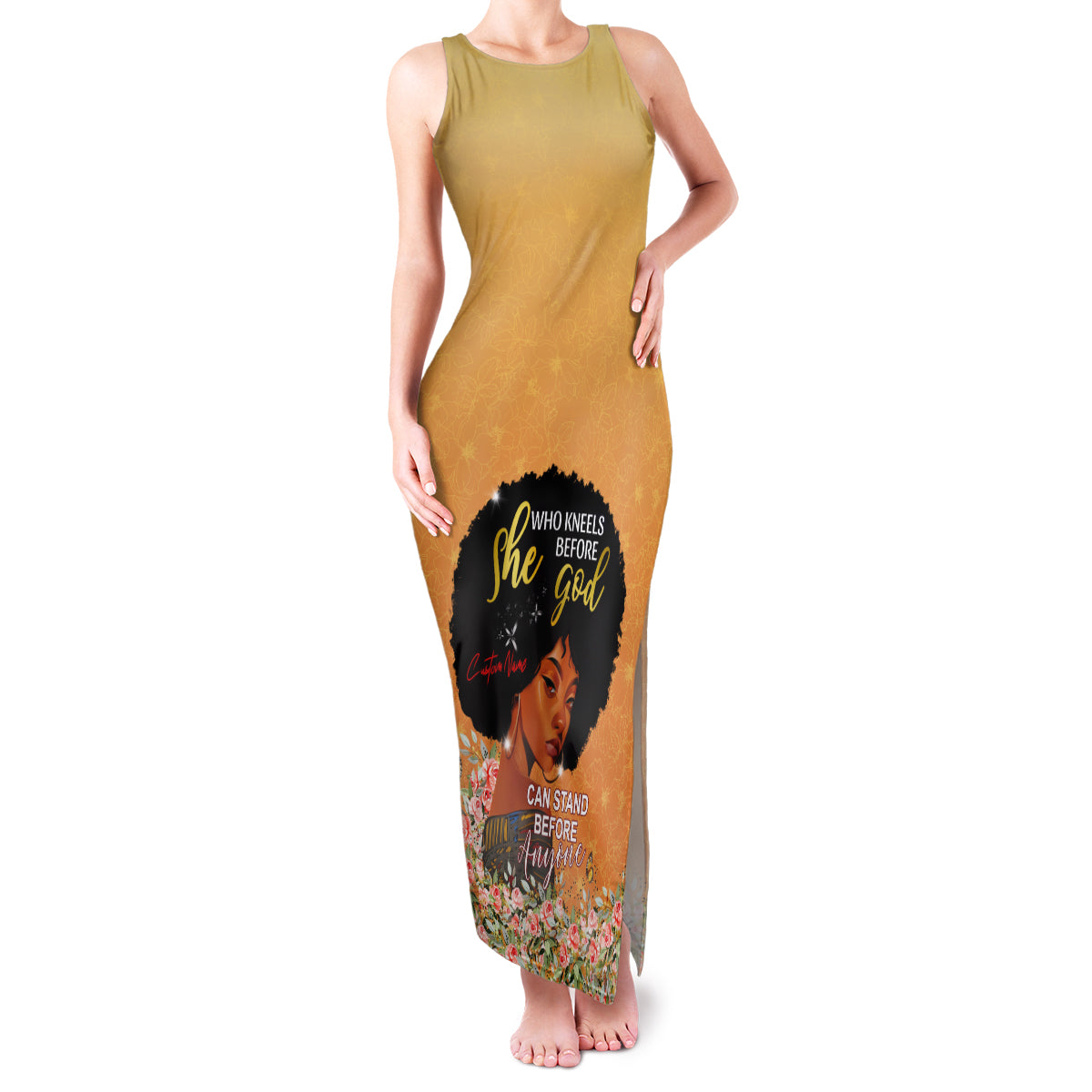 Personalized African Black Women Family Matching Tank Maxi Dress and Hawaiian Shirt She Who Kneels Before God - Wonder Print Shop