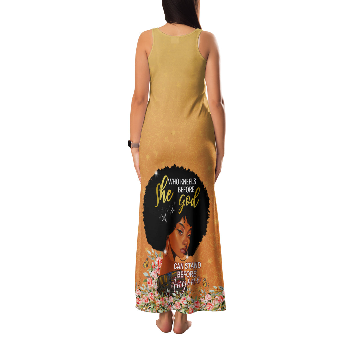 Personalized African Black Women Family Matching Tank Maxi Dress and Hawaiian Shirt She Who Kneels Before God - Wonder Print Shop