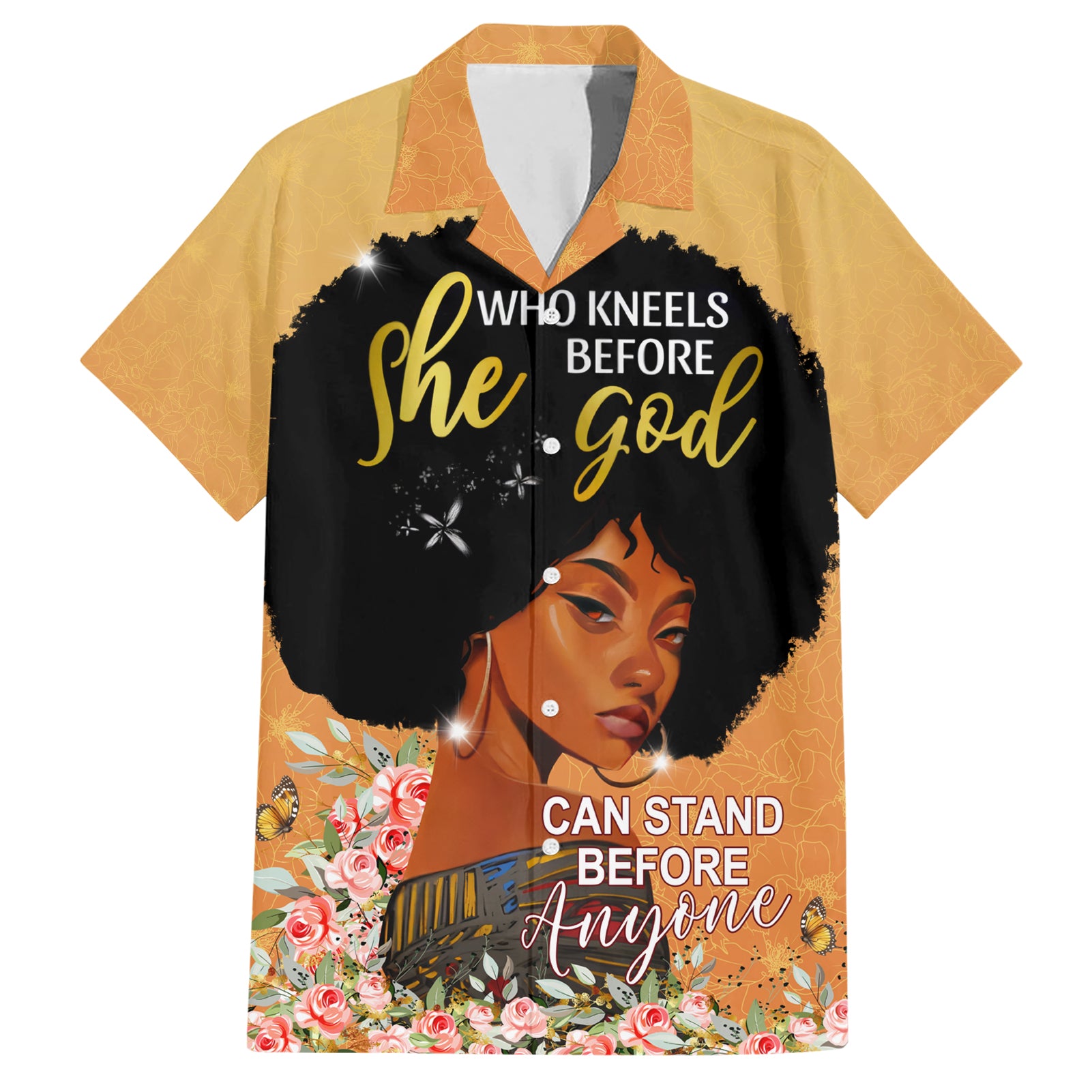 Personalized African Black Women Hawaiian Shirt She Who Kneels Before God - Wonder Print Shop