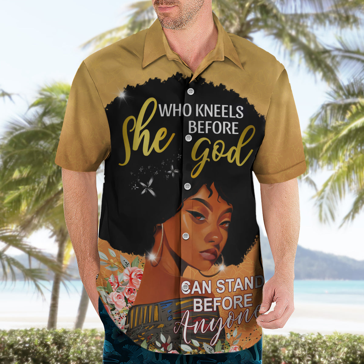 Personalized African Black Women Hawaiian Shirt She Who Kneels Before God - Wonder Print Shop