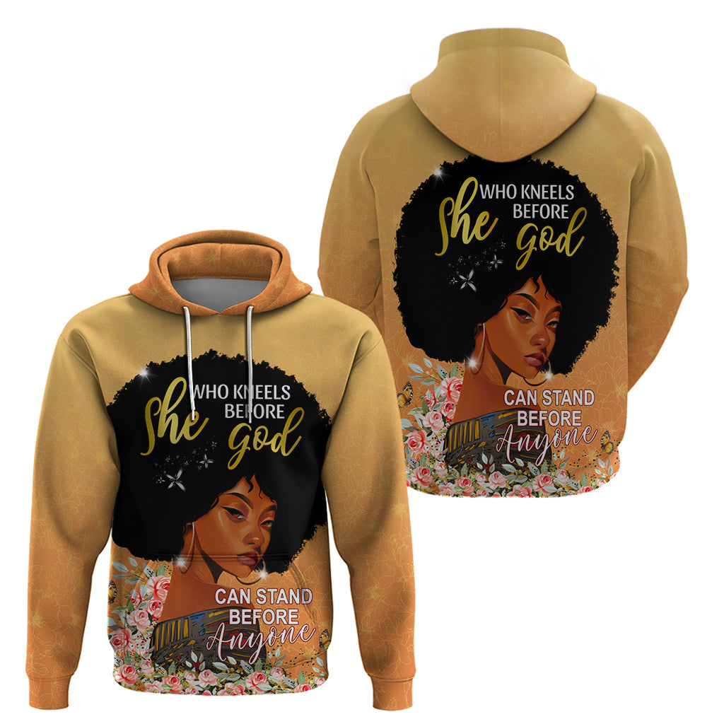 Personalized African Black Women Hoodie She Who Kneels Before God - Wonder Print Shop