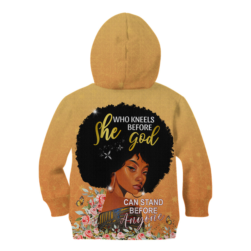 Personalized African Black Women Kid Hoodie She Who Kneels Before God - Wonder Print Shop