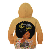 Personalized African Black Women Kid Hoodie She Who Kneels Before God - Wonder Print Shop