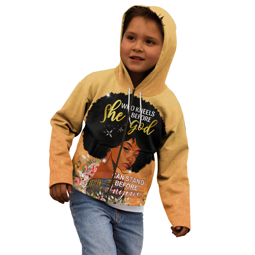 Personalized African Black Women Kid Hoodie She Who Kneels Before God - Wonder Print Shop