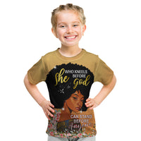 Personalized African Black Women Kid T Shirt She Who Kneels Before God - Wonder Print Shop