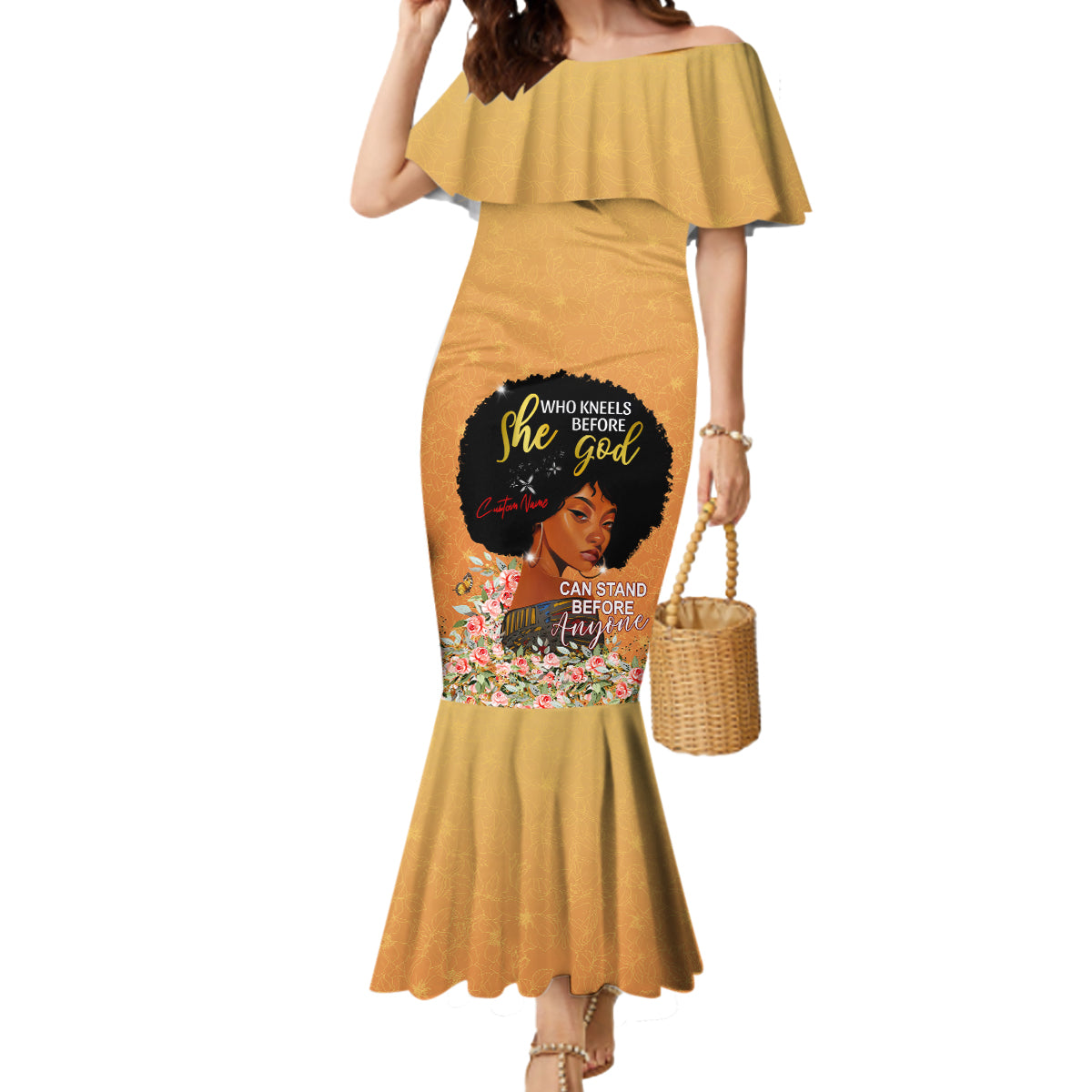 Personalized African Black Women Mermaid Dress She Who Kneels Before God - Wonder Print Shop