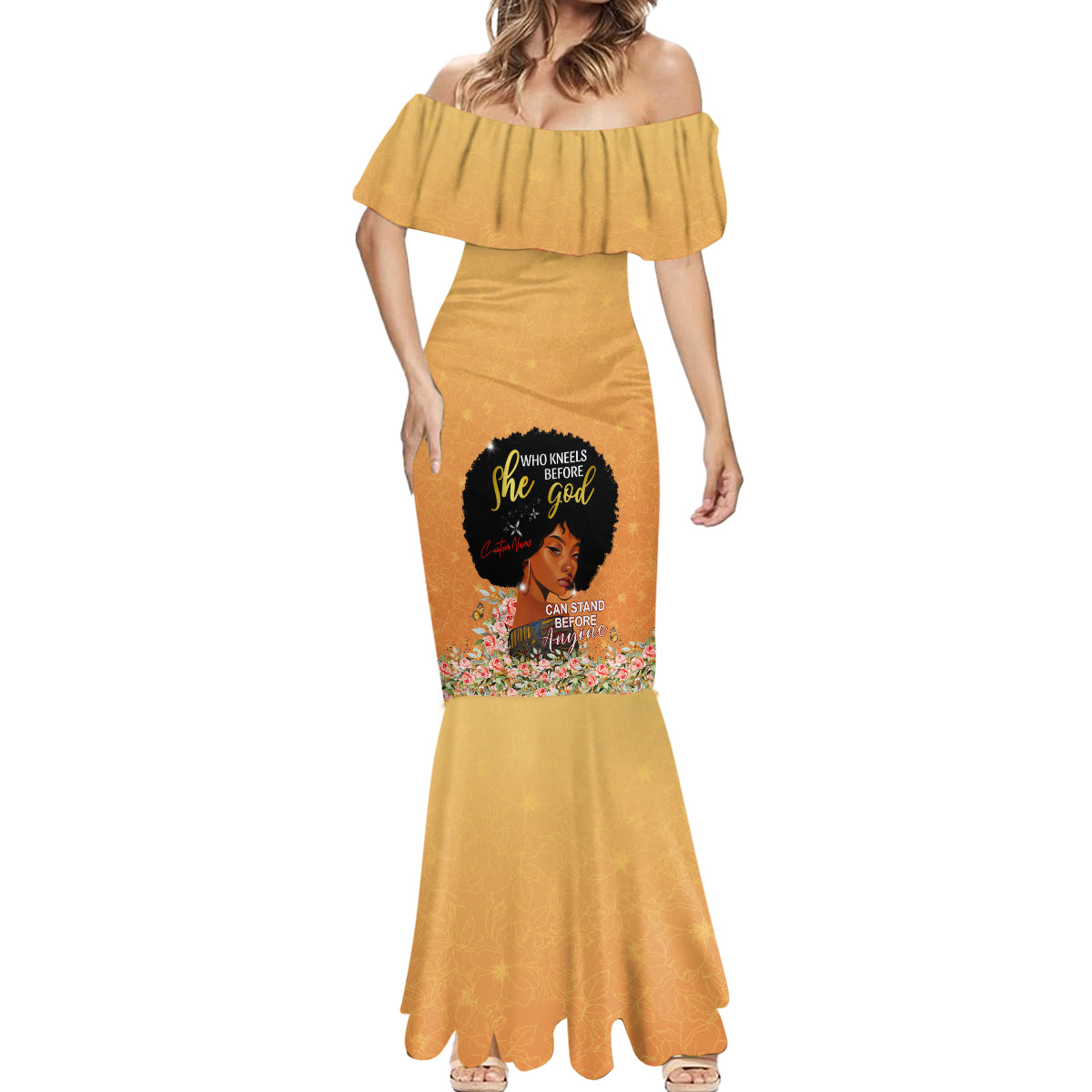 Personalized African Black Women Mermaid Dress She Who Kneels Before God - Wonder Print Shop
