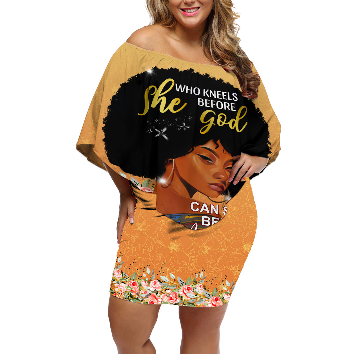 Personalized African Black Women Off Shoulder Short Dress She Who Kneels Before God - Wonder Print Shop
