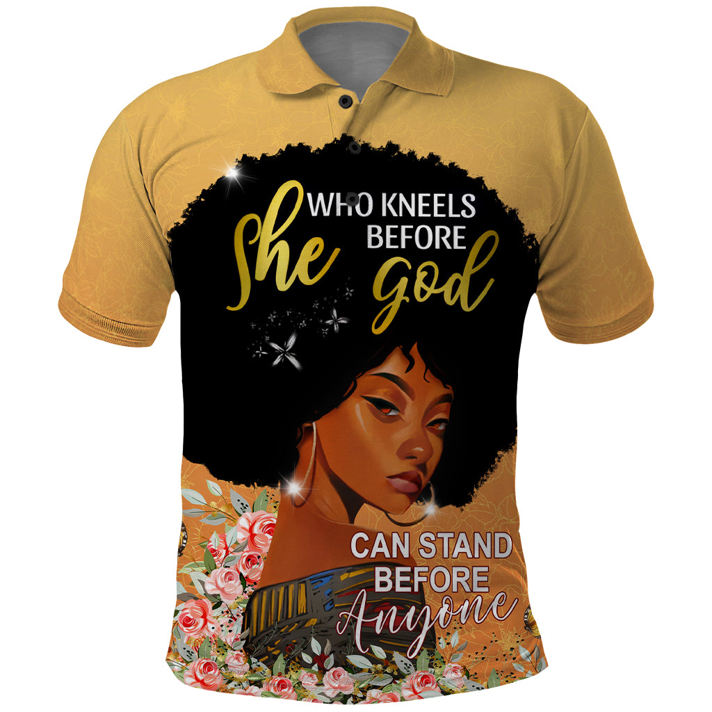 Personalized African Black Women Polo Shirt She Who Kneels Before God - Wonder Print Shop