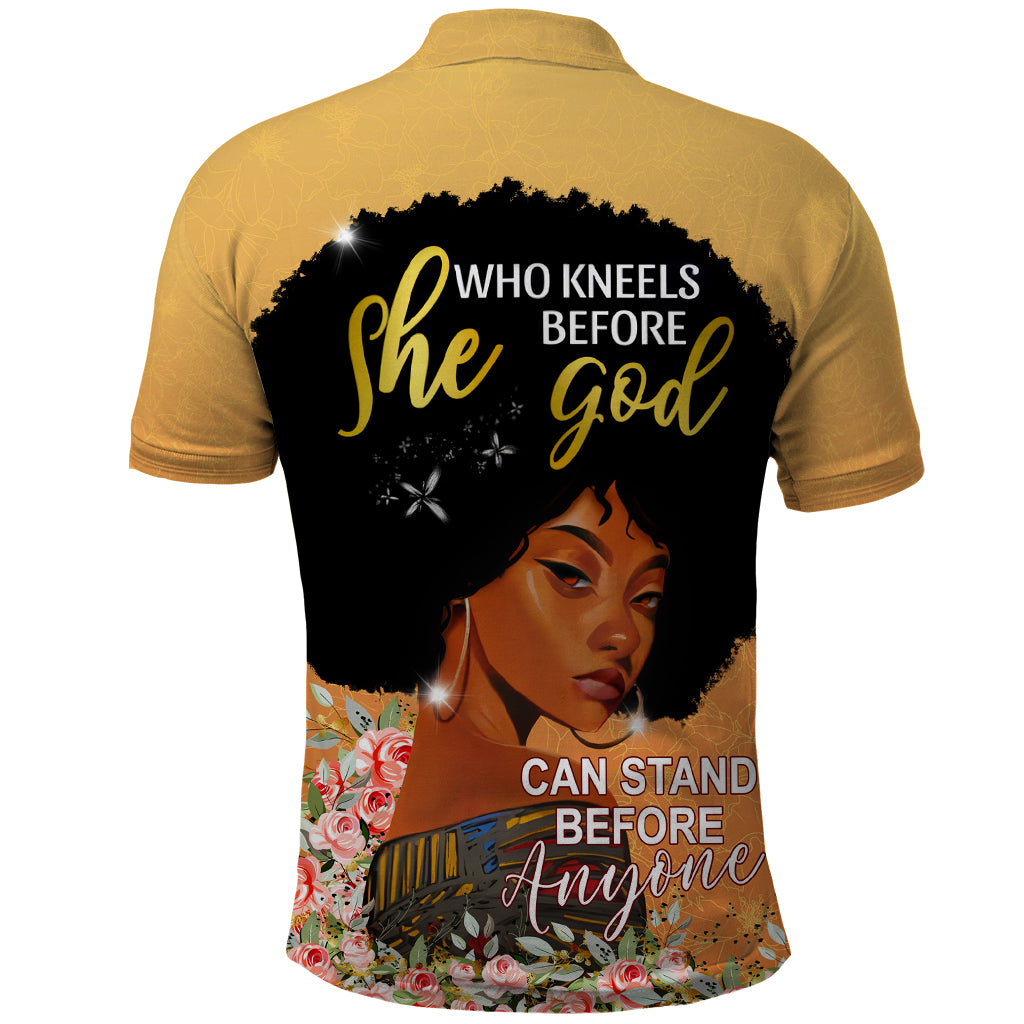 Personalized African Black Women Polo Shirt She Who Kneels Before God - Wonder Print Shop