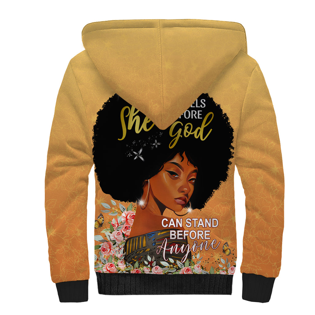 Personalized African Black Women Sherpa Hoodie She Who Kneels Before God - Wonder Print Shop