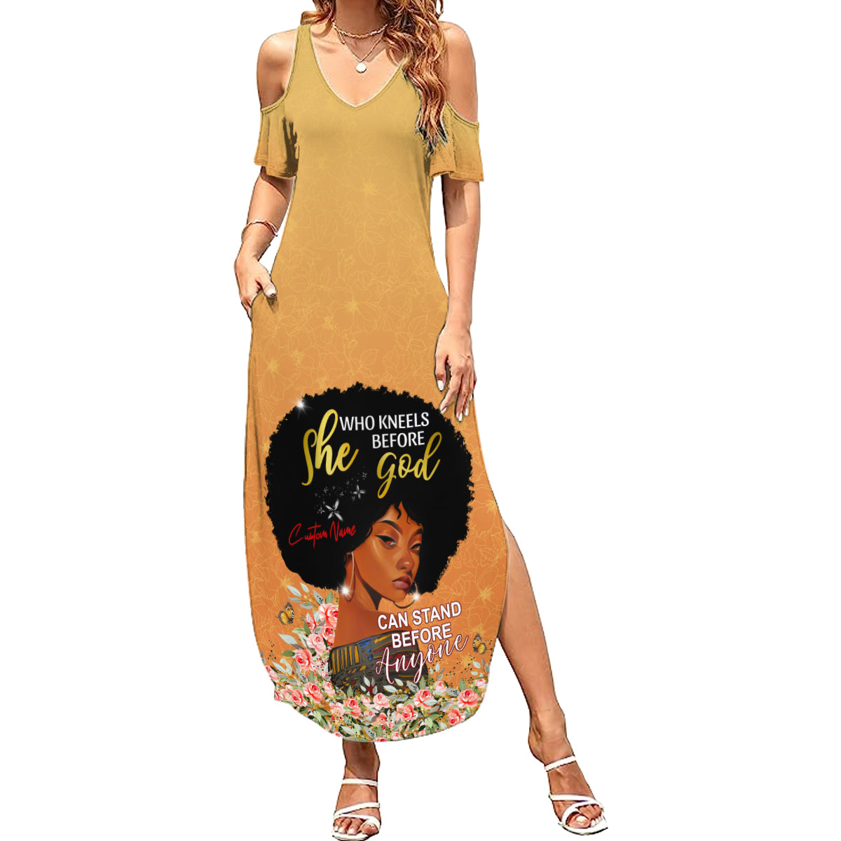 Personalized African Black Women Summer Maxi Dress She Who Kneels Before God - Wonder Print Shop