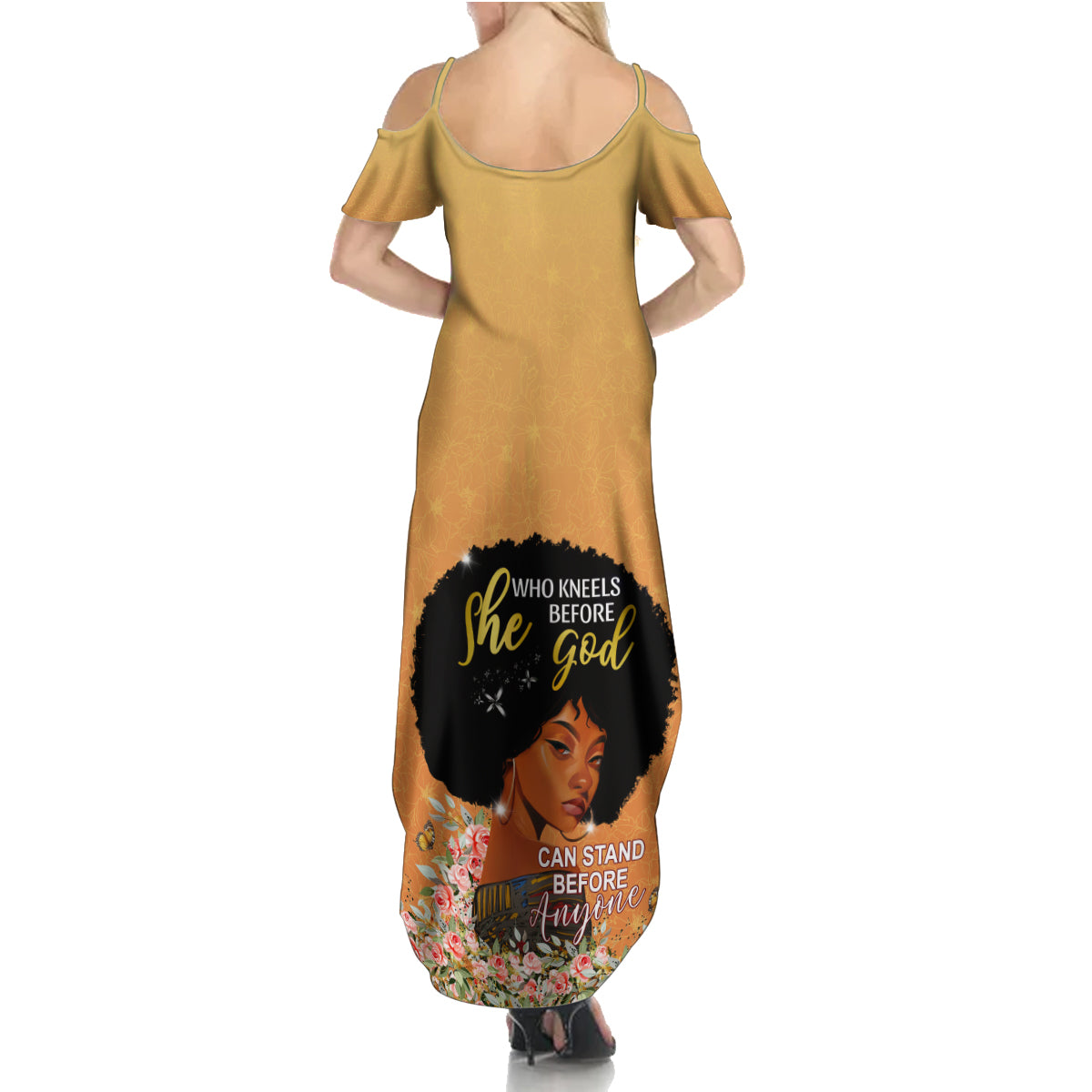 Personalized African Black Women Summer Maxi Dress She Who Kneels Before God - Wonder Print Shop