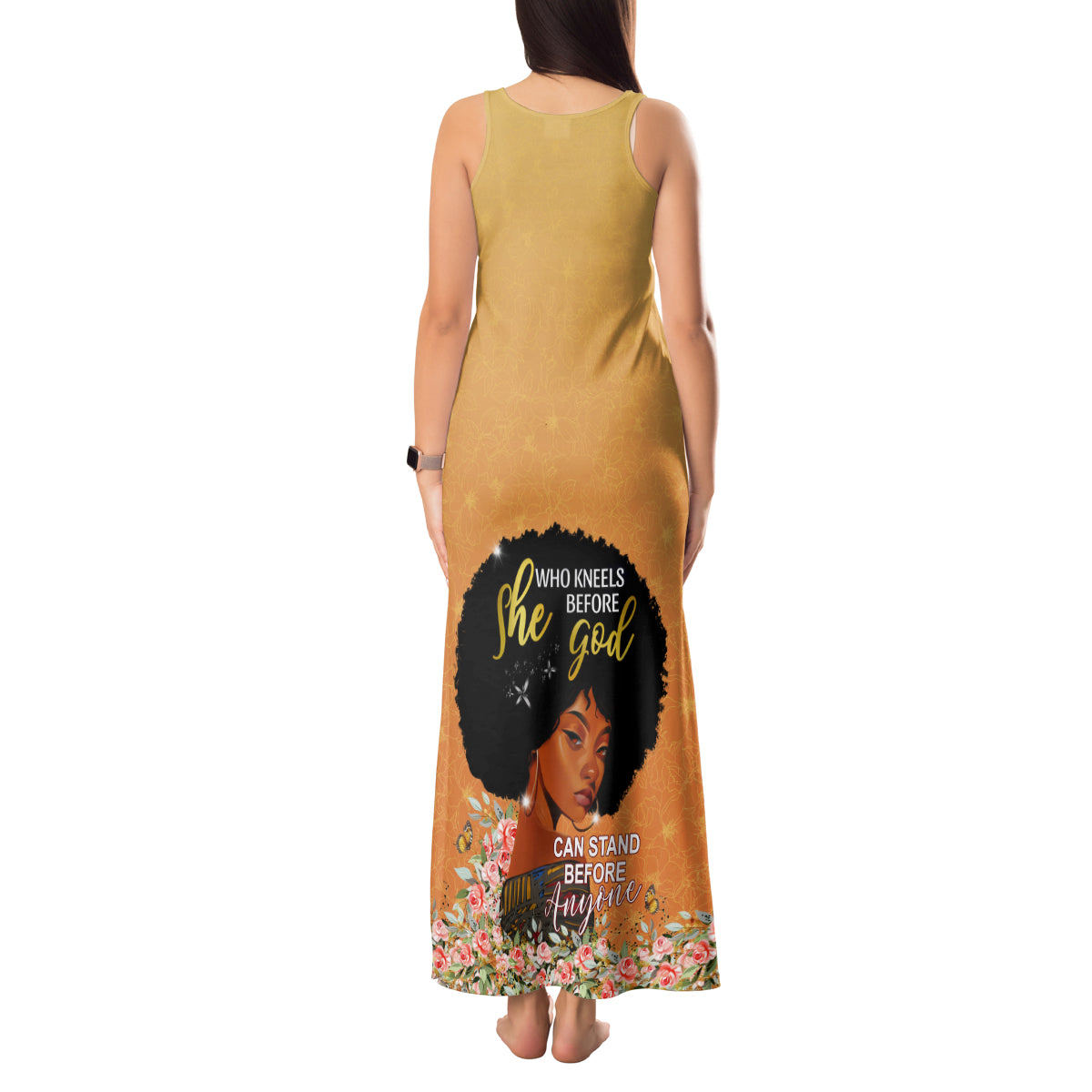 Personalized African Black Women Tank Maxi Dress She Who Kneels Before God - Wonder Print Shop