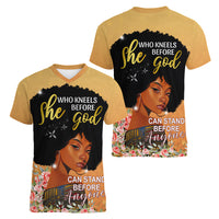 Personalized African Black Women Women V Neck T Shirt She Who Kneels Before God - Wonder Print Shop