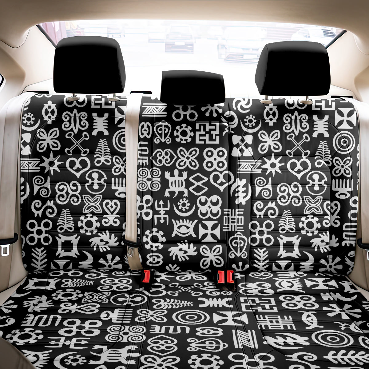 Mix Adinkra Back Car Seat Cover Black Pattern - Wonder Print Shop