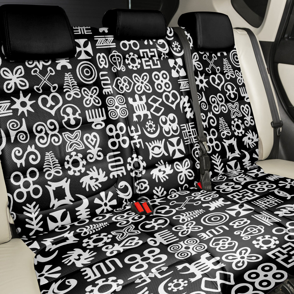 Mix Adinkra Back Car Seat Cover Black Pattern - Wonder Print Shop