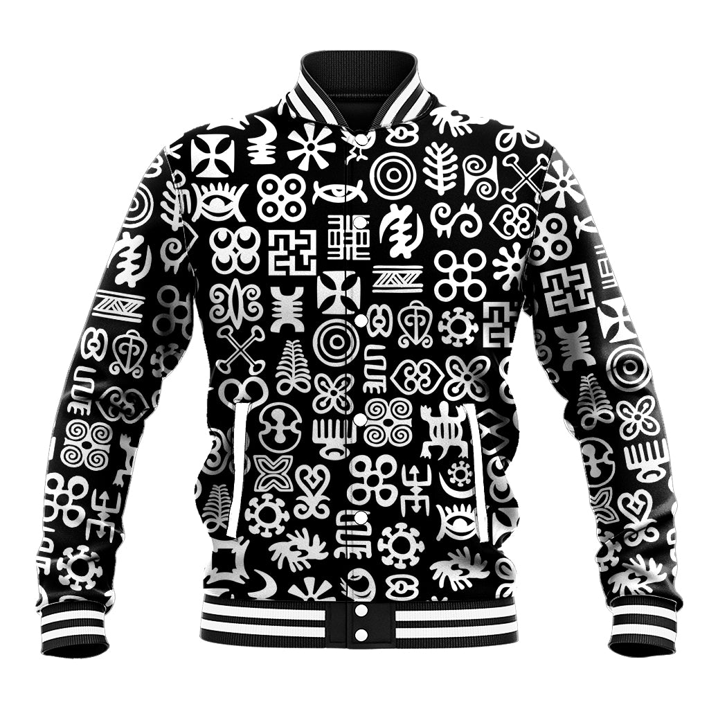 Mix Adinkra Baseball Jacket Black Pattern - Wonder Print Shop
