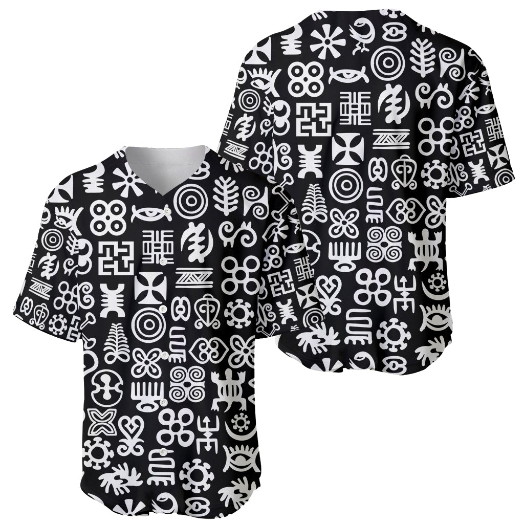 Mix Adinkra Baseball Jersey Black Pattern - Wonder Print Shop