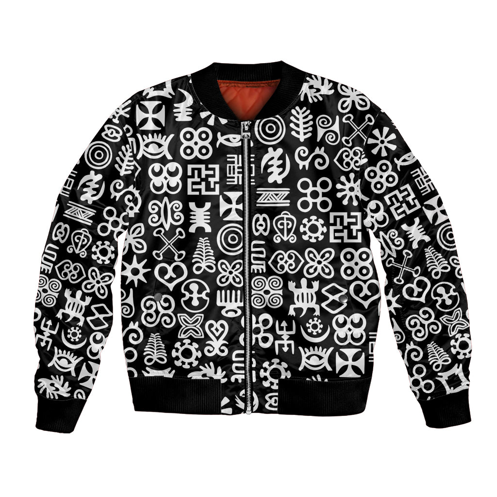 Mix Adinkra Bomber Jacket Black Pattern - Wonder Print Shop