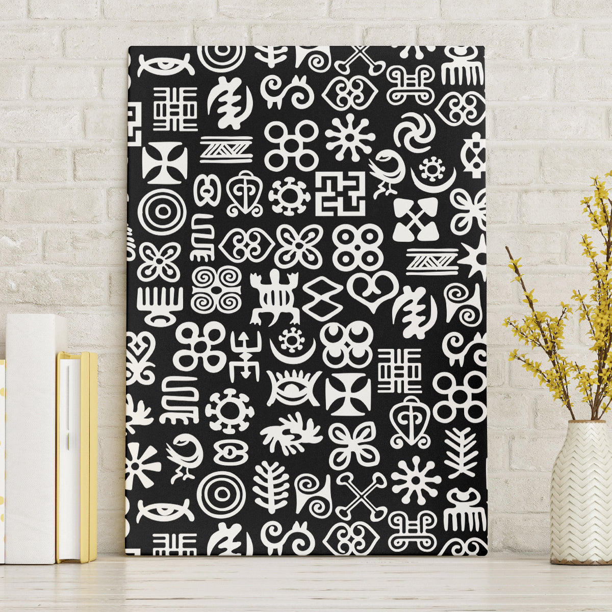 Mix Adinkra Canvas Wall Art Black Pattern - Wonder Print Shop