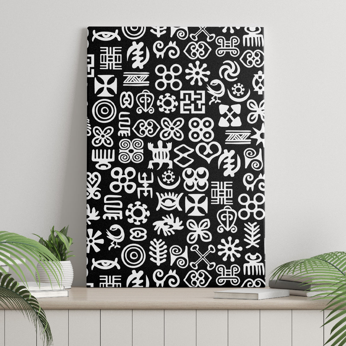 Mix Adinkra Canvas Wall Art Black Pattern - Wonder Print Shop