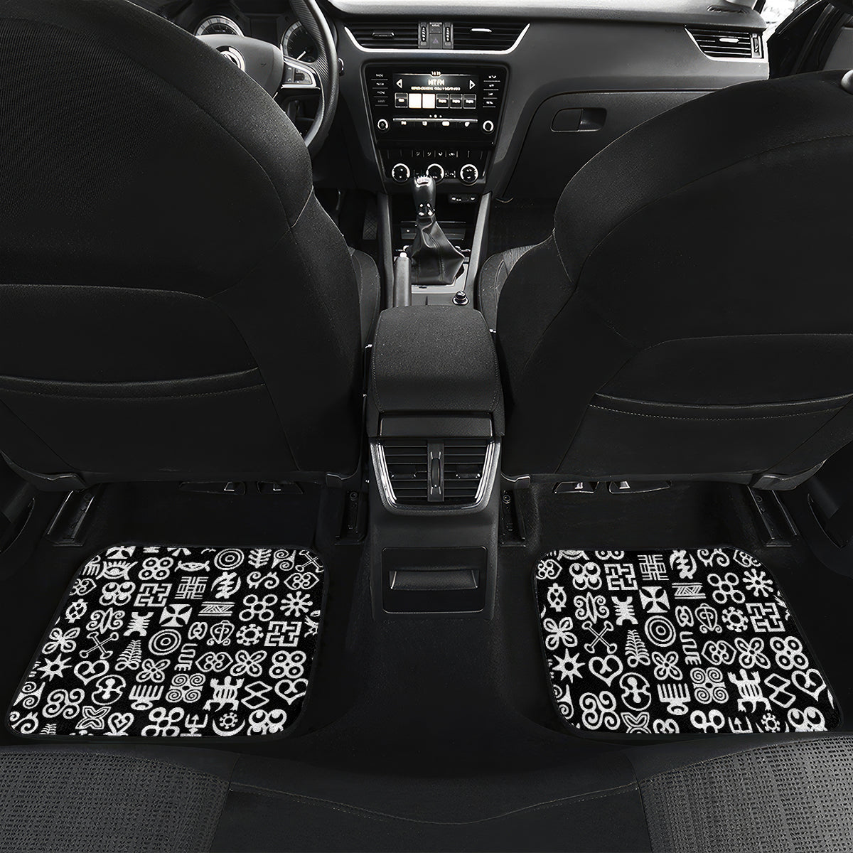 Mix Adinkra Car Mats Black Pattern - Wonder Print Shop