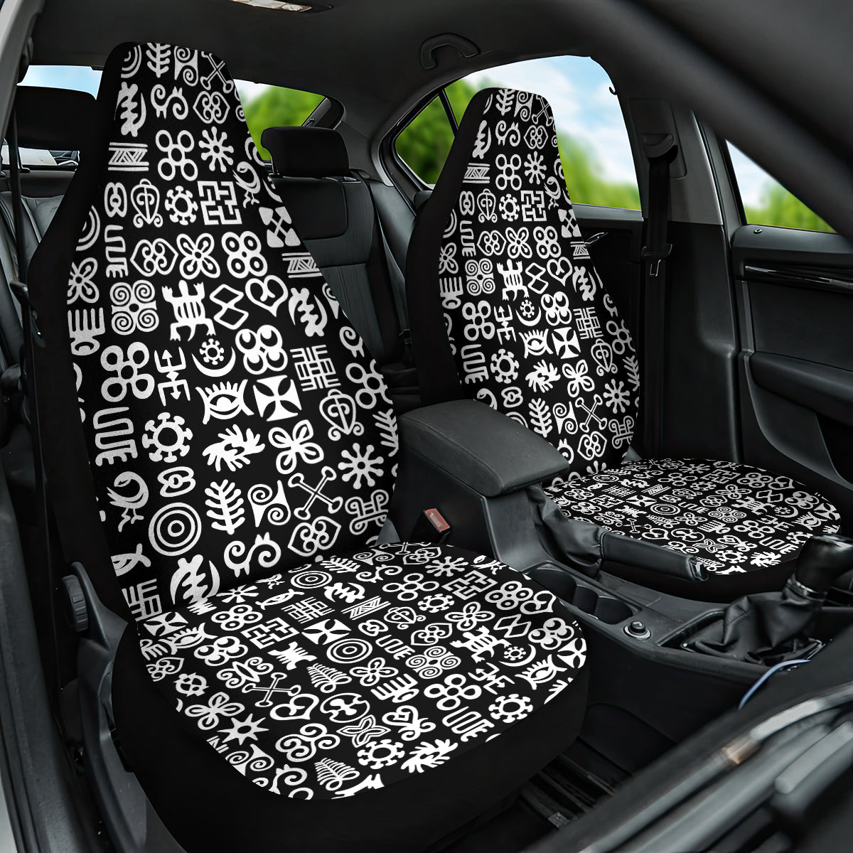 Mix Adinkra Car Seat Cover Black Pattern