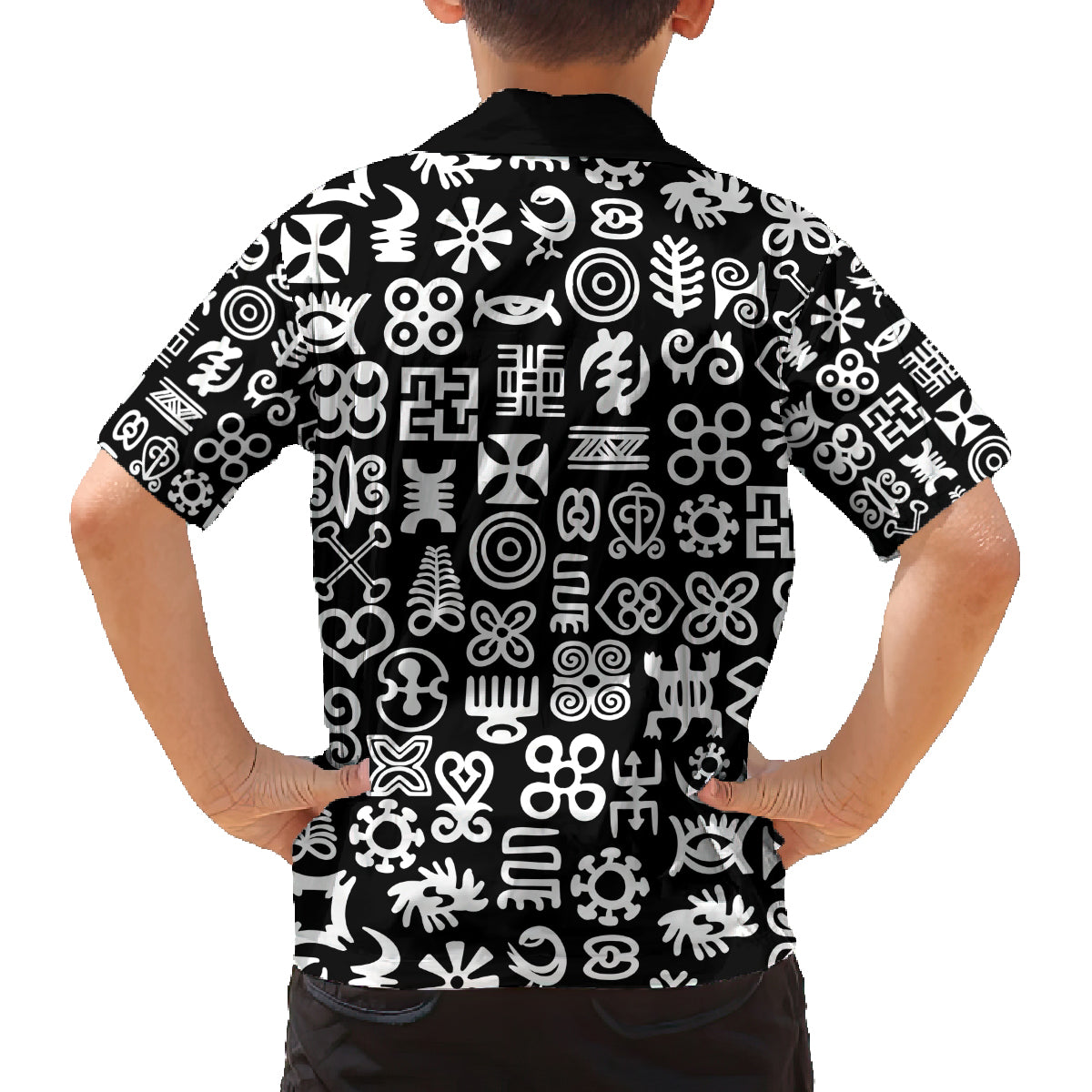 Mix Adinkra Family Matching Puletasi and Hawaiian Shirt Black Pattern - Wonder Print Shop