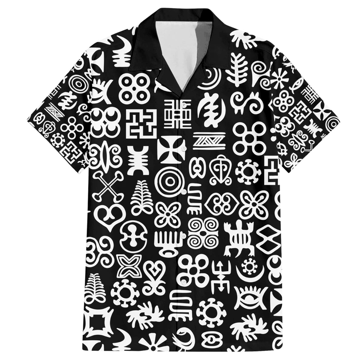 Mix Adinkra Family Matching Short Sleeve Bodycon Dress and Hawaiian Shirt Black Pattern - Wonder Print Shop
