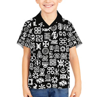 Mix Adinkra Family Matching Short Sleeve Bodycon Dress and Hawaiian Shirt Black Pattern - Wonder Print Shop